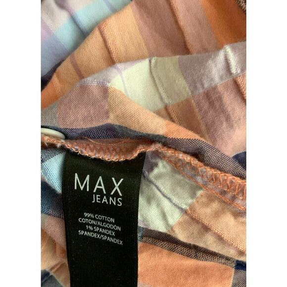 Max Jeans Women's Blouse High Neckline Multicolor Striped Long Sleeve Size Small - Picture 7 of 7